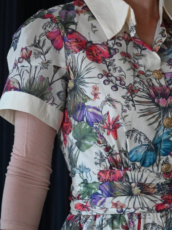 Butterfly Garden Midi Dress | Tailored Waist | Statement Print - Picture 4 of 7